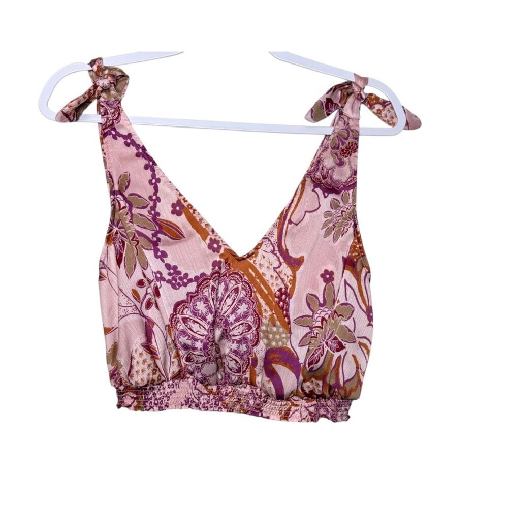 Free People Weekend In Montauk Tank‎ In Blush Women S Boho Floral Lightweight